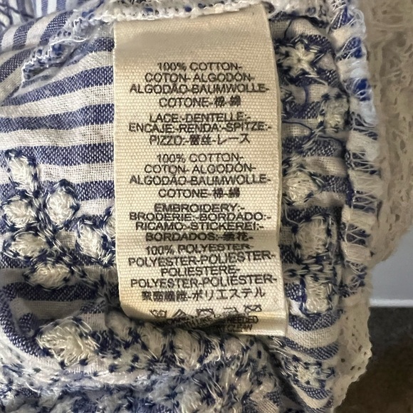 Free People Sunny Day Embroidered Shift Mini Dress Blue White Stripe Medium - Picture 9 of 11